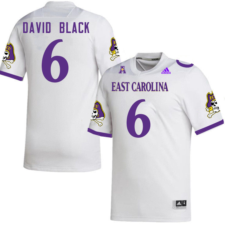 Men #6 John David Black ECU Pirates College Football Jerseys Stitched-White